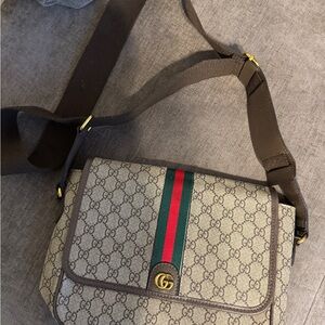 Gucci Beige and Brown GG Messenger Bag
